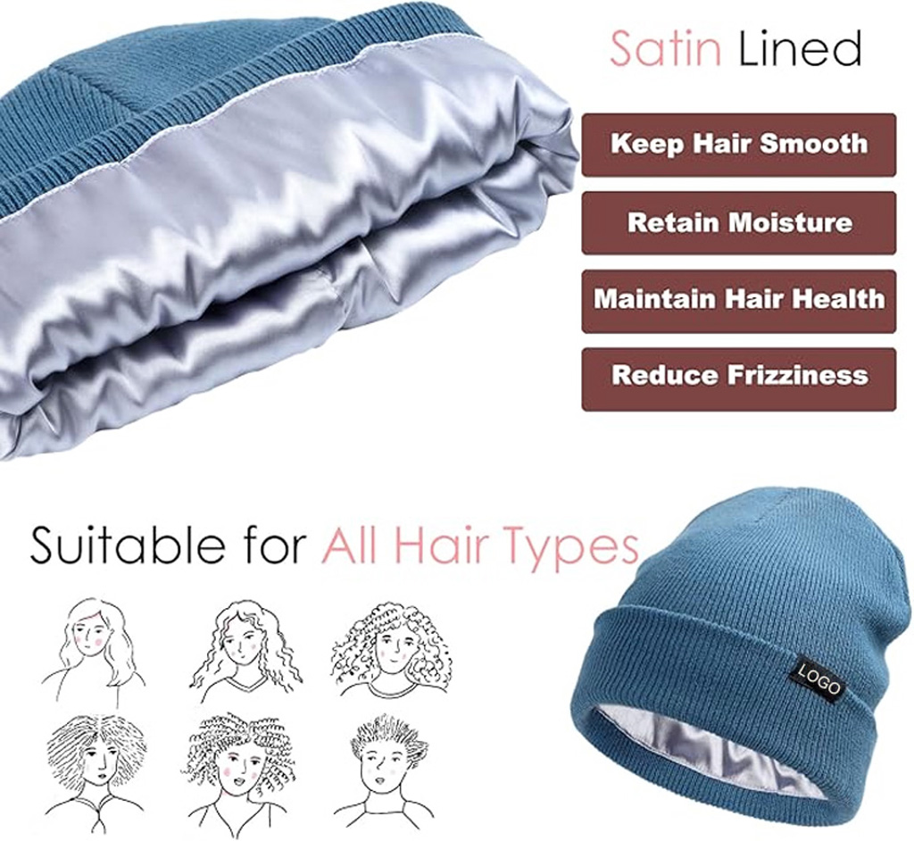 satin lined beanie hat